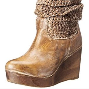 Bed Stu Wedge Boots- size 7- worn a few times- tan
